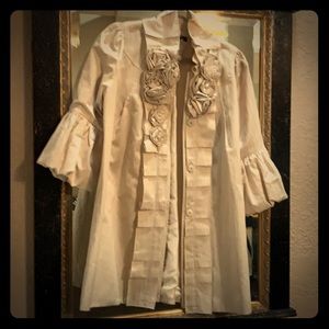 Cream colored mid length jacket